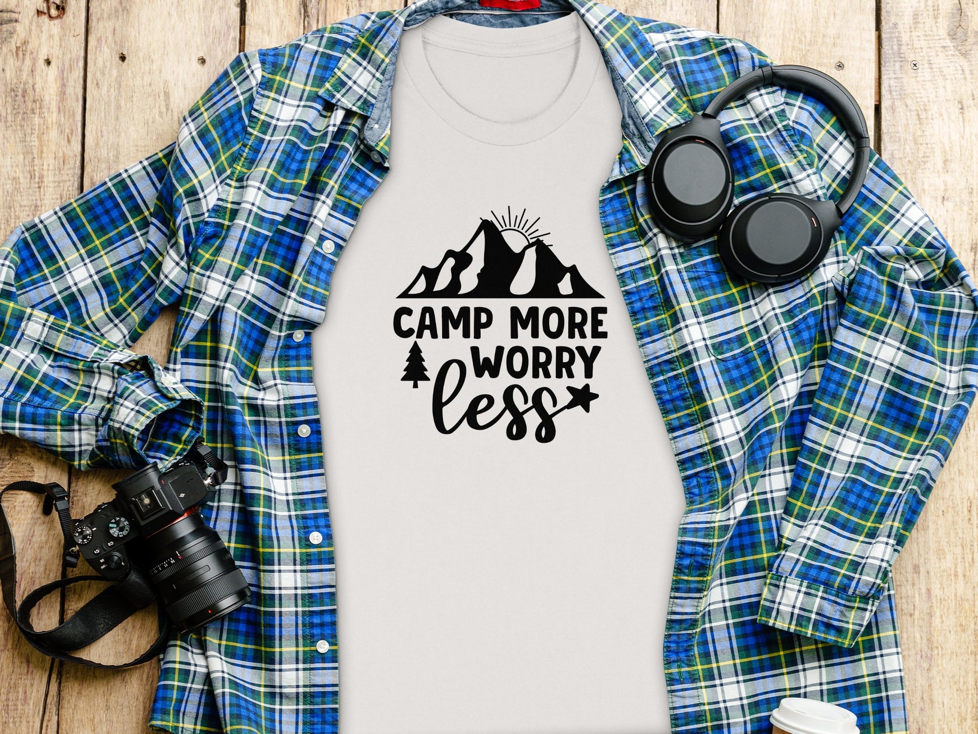 Camp More Worry Less Adventure Outdoors Lifestyle T-Shirt T-Shirt - Outdoor & Adventure Collection - Mile Marker 16 Gear by Cloud 16 Clothing Co.