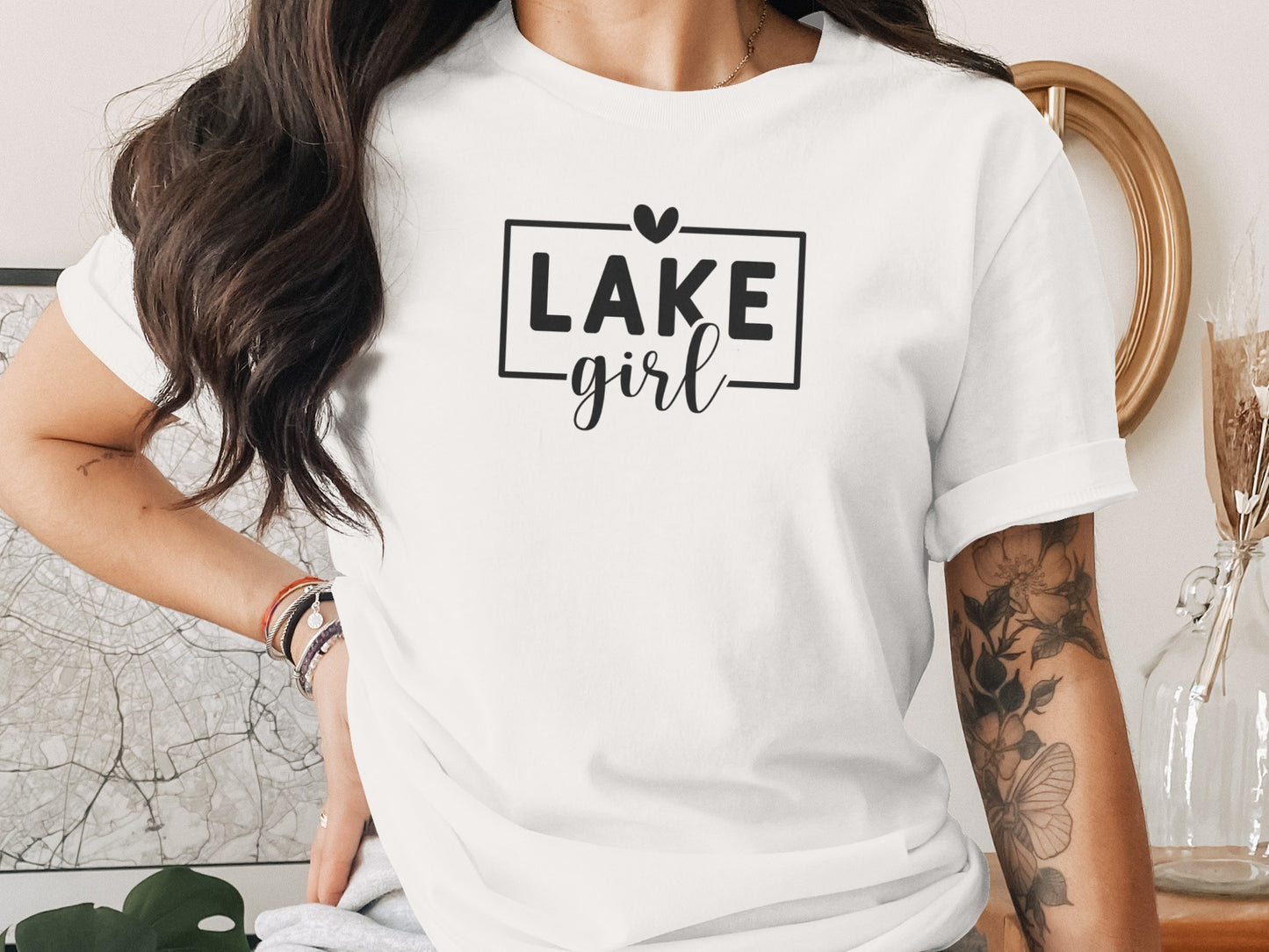 Lake Girl Simple Vector Design Heart Above Graphic T-Shirt T-Shirt - Outdoor & Adventure Collection - Mile Marker 16 Gear by Cloud 16 Clothing Co.