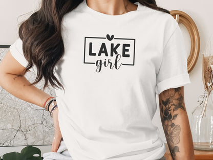 Lake Girl Simple Vector Design Heart Above Graphic T-Shirt T-Shirt - Outdoor & Adventure Collection - Mile Marker 16 Gear by Cloud 16 Clothing Co.