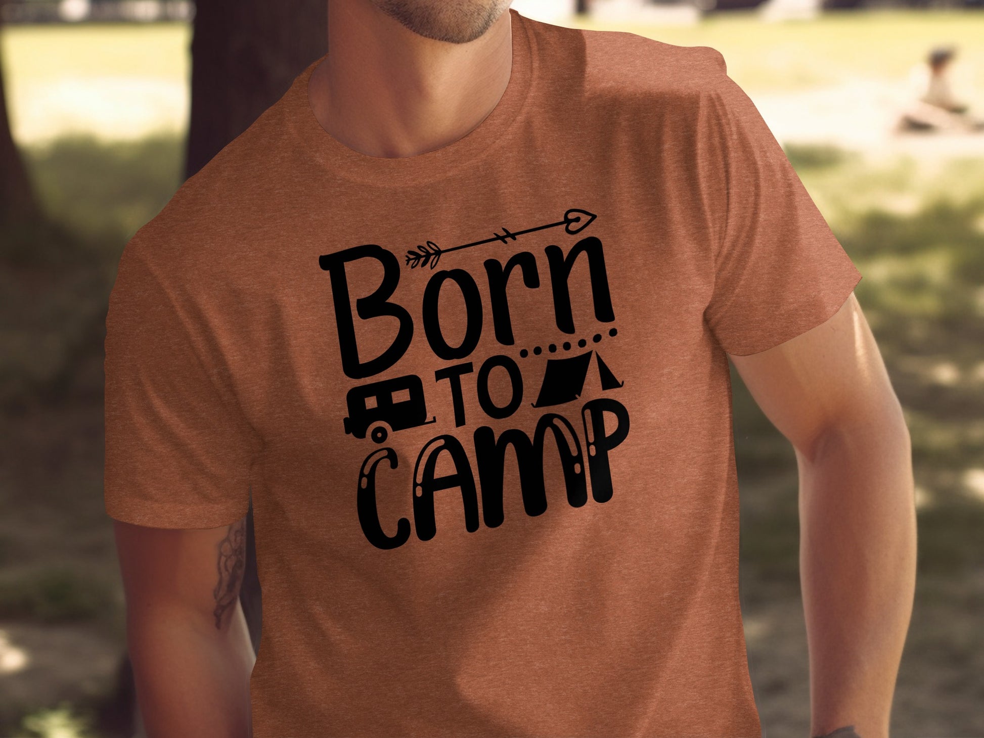Born To Camp With Tent And Camper Fun Outdoors T-Shirt T-Shirt - Outdoor & Adventure Collection - Mile Marker 16 Gear by Cloud 16 Clothing Co.