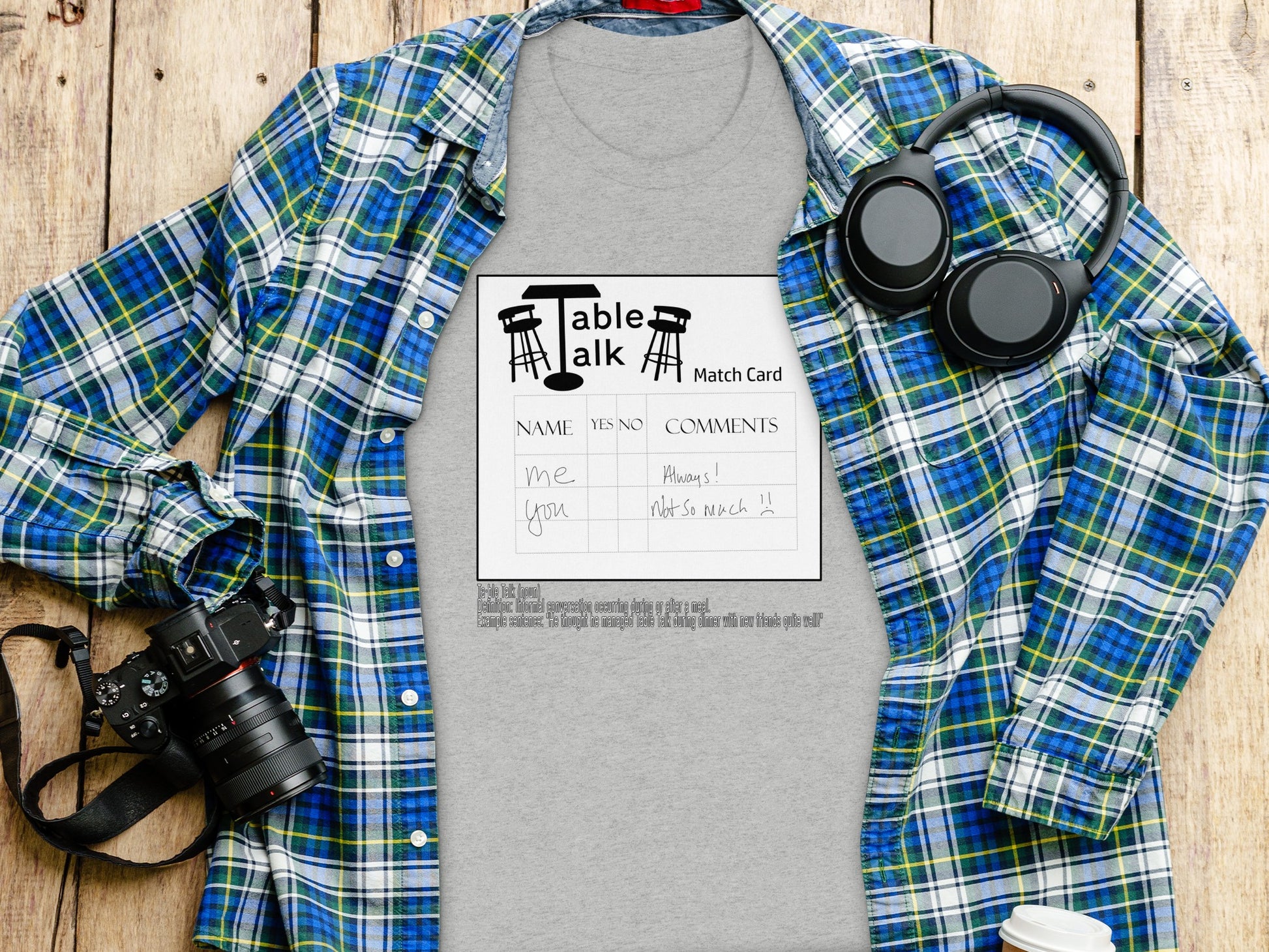 Table Talk Match Card Funny Graphic Print T-shirt