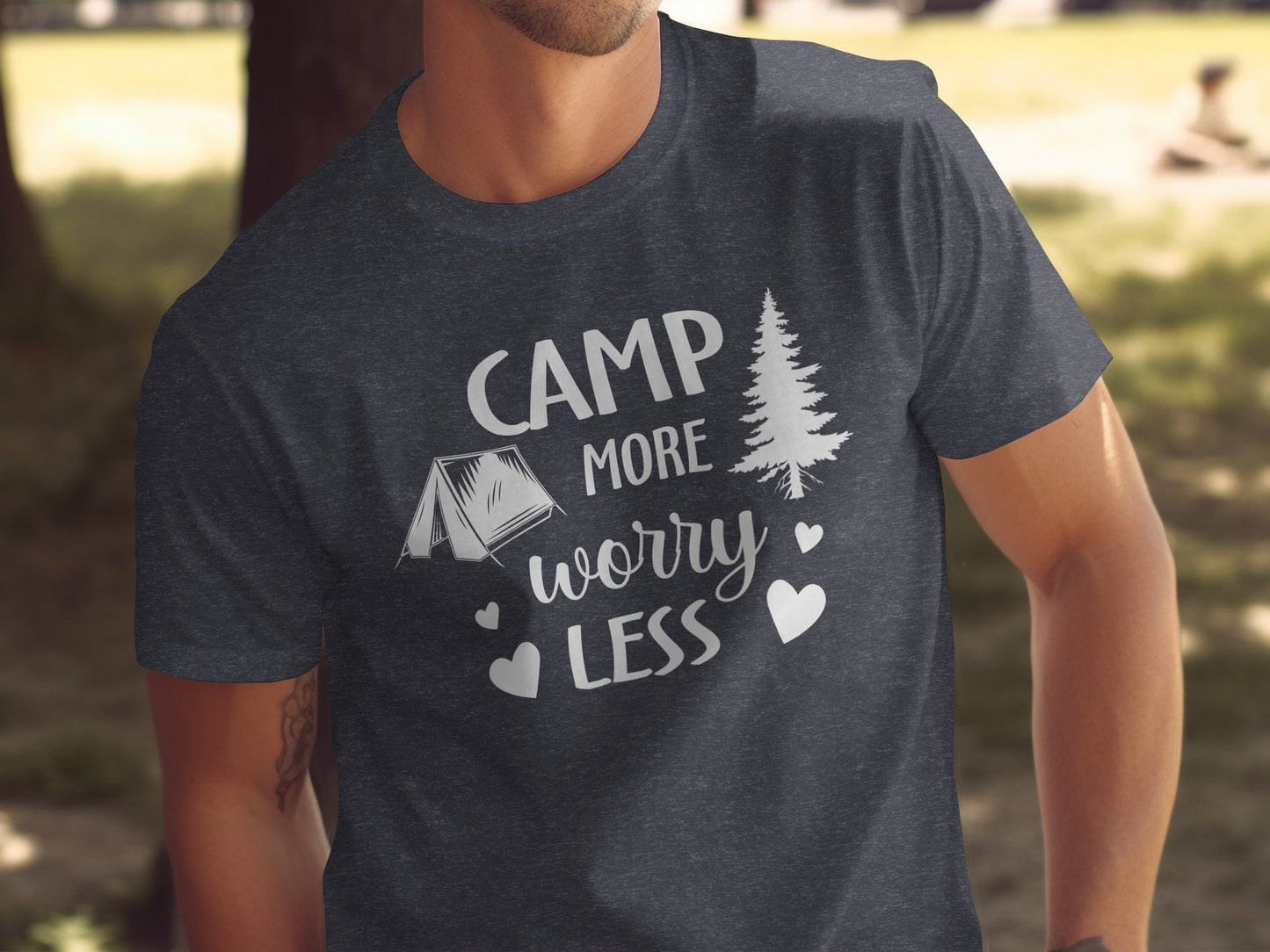 Camp More Worry Less Camping Adventure Graphic T-Shirt T-Shirt - Outdoor & Adventure Collection - Mile Marker 16 Gear by Cloud 16 Clothing Co.