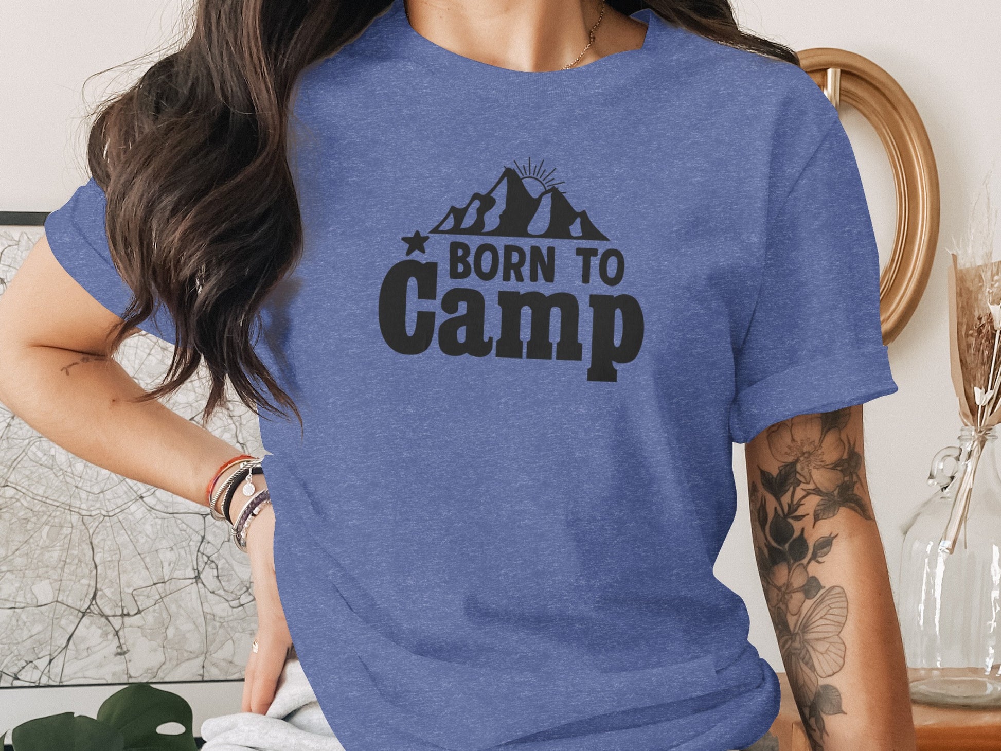 Born To Camp Mountain Design Adventure Awaits T-Shirt T-Shirt - Outdoor & Adventure Collection - Mile Marker 16 Gear by Cloud 16 Clothing Co.