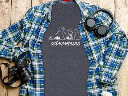 Adventure Awaits Mountains Graphic Tee Nature Lovers T-Shirt T-Shirt - Outdoor & Adventure Collection - Mile Marker 16 Gear by Cloud 16 Clothing Co.