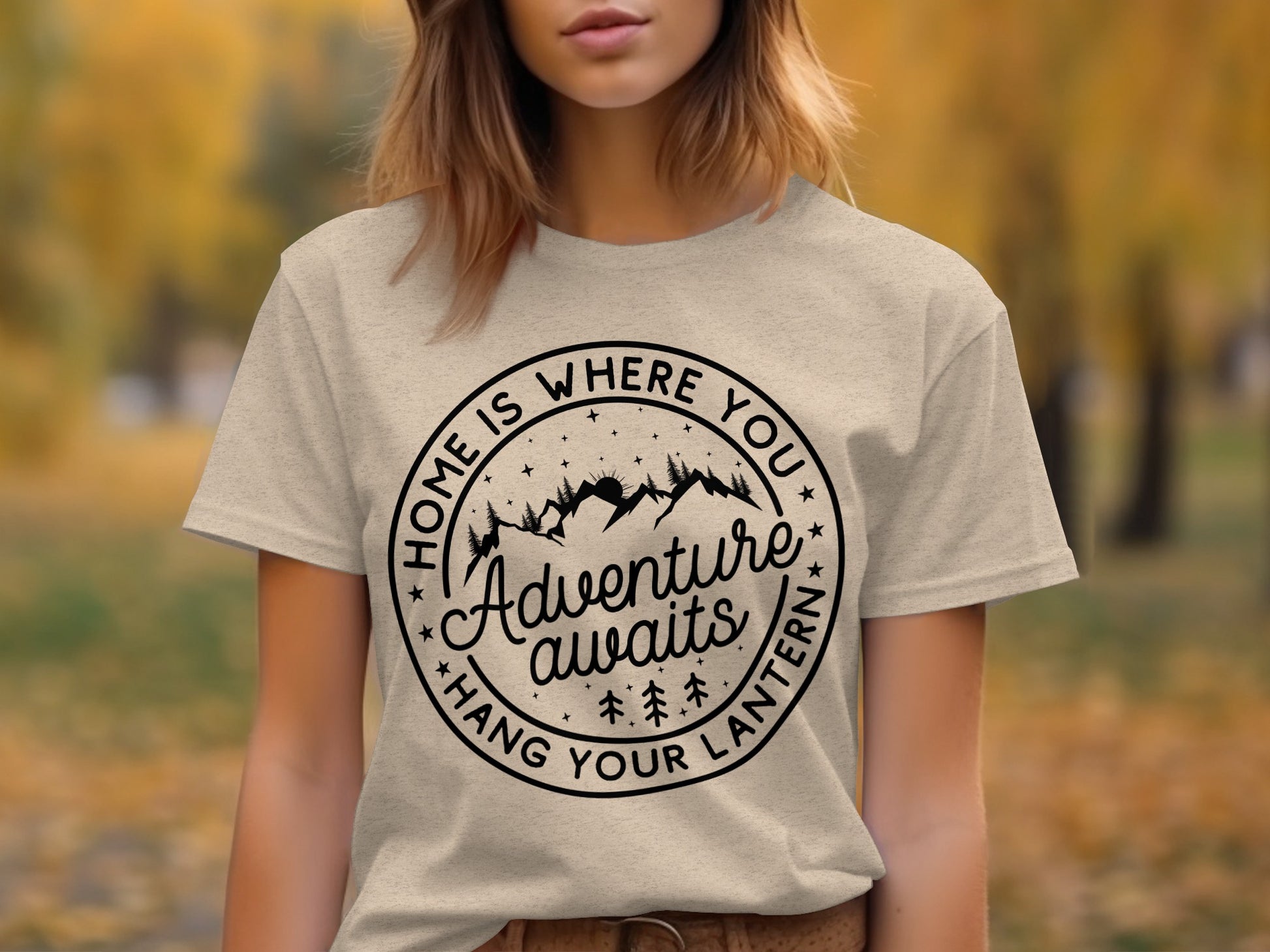 Home Is Where You Hang Your Lantern Adventure Awaits T-Shirt T-Shirt - Outdoor & Adventure Collection - Mile Marker 16 Gear by Cloud 16 Clothing Co.