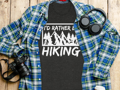 I would rather be Hiking outdoors Mountain T-Shirt T-Shirt - Outdoor & Adventure Collection - Mile Marker 16 Gear by Cloud 16 Clothing Co.