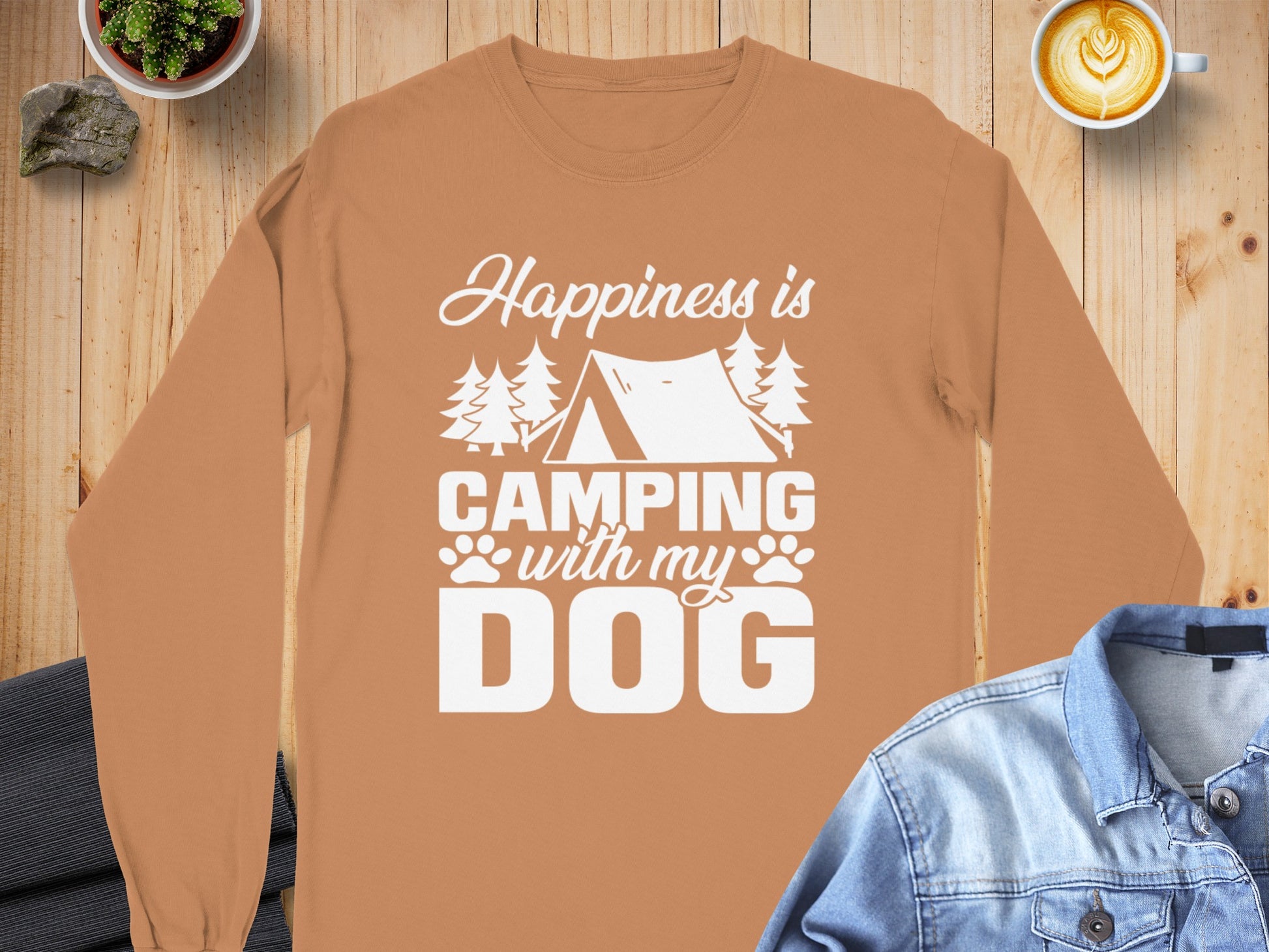 Happiness is Camping with My Dog Long Sleeve Shirt