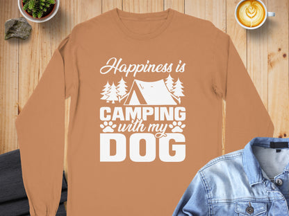 Happiness is Camping with My Dog Long Sleeve Shirt