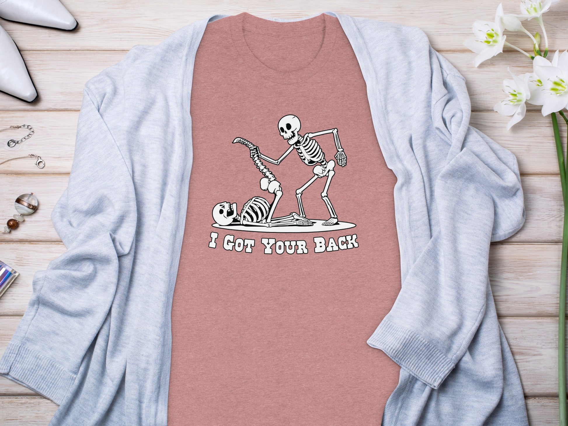 Funny Skeletons I Got Your Back Graphic Tee Shirt
