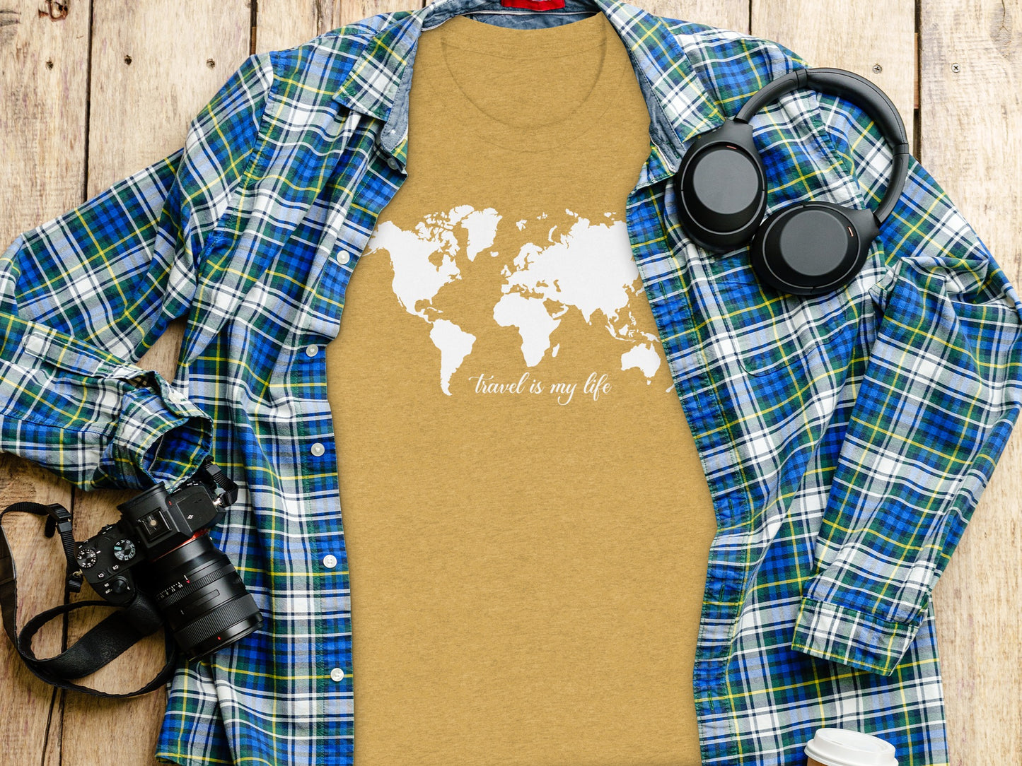 World Map Travel is My Life Graphic Design T-Shirt T-Shirt - Outdoor & Adventure Collection - Mile Marker 16 Gear by Cloud 16 Clothing Co.