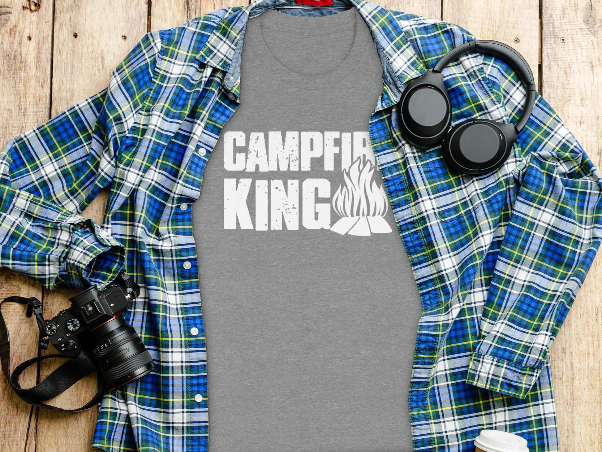 Campfire King Flames Graphic Outdoors Adventure T-Shirt T-Shirt - Outdoor & Adventure Collection - Mile Marker 16 Gear by Cloud 16 Clothing Co.