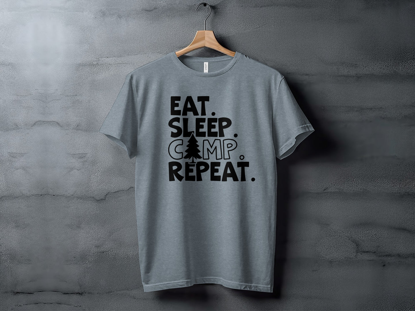 Eat Sleep Camp Repeat With Pine Tree Graphic T-Shirt T-Shirt - Outdoor & Adventure Collection - Mile Marker 16 Gear by Cloud 16 Clothing Co.