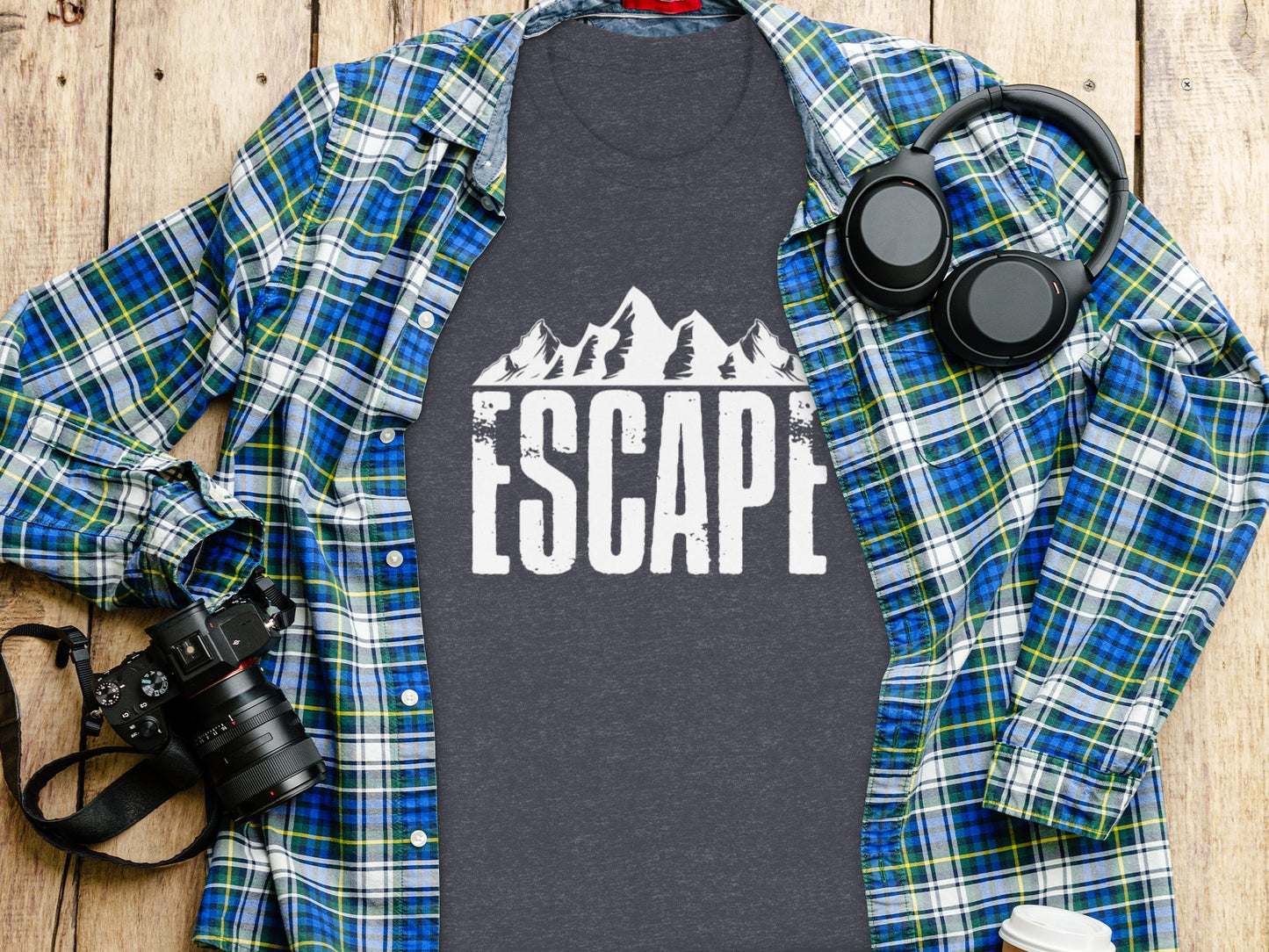 Escape Into The Mountains Outdoor Adventure Design T-Shirt T-Shirt - Outdoor & Adventure Collection - Mile Marker 16 Gear by Cloud 16 Clothing Co.