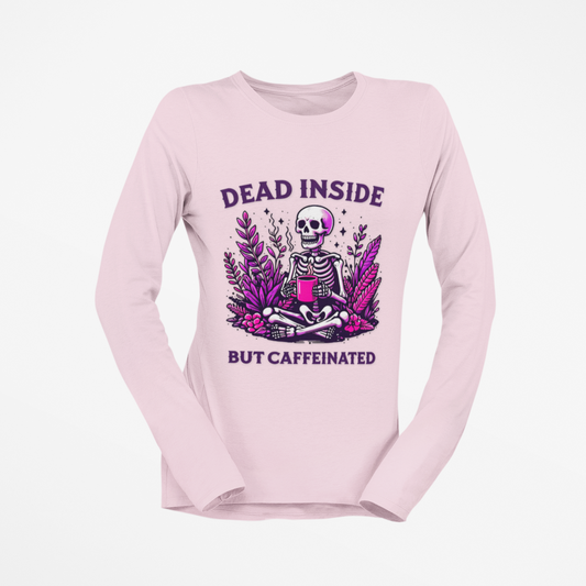 Skeleton Coffee Lover Long Sleeve Tee - Gothic Halloween Shirt
