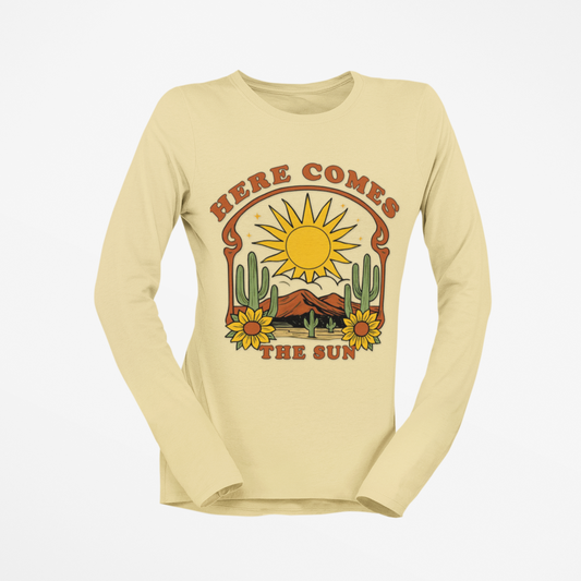 Sunshine Desert Long Sleeve T-Shirt - Boho Nature Lover Tee