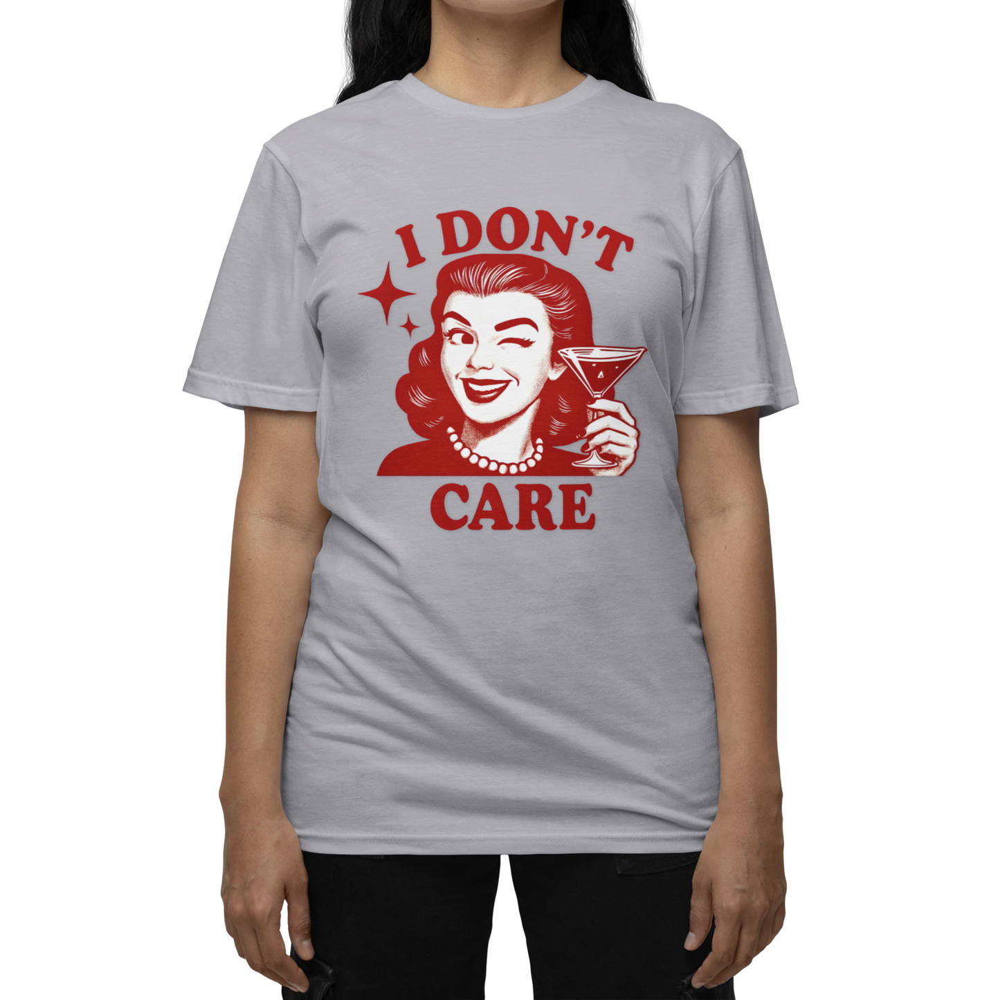 I Don't Care Retro Graphic Tee - Sassy Statement Shirt for Women & Men