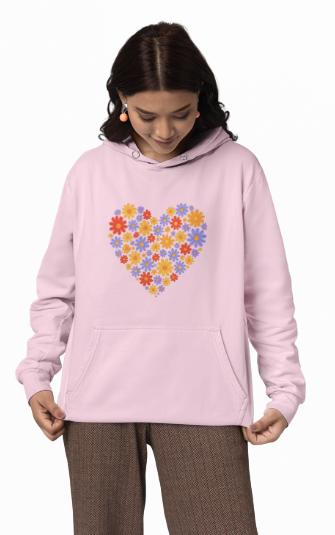 Floral Heart Hoodie - Female Cozy Hoodie | Perfect Gift for Any Occasion