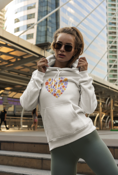 Floral Heart Hoodie - Female Cozy Hoodie | Perfect Gift for Any Occasion