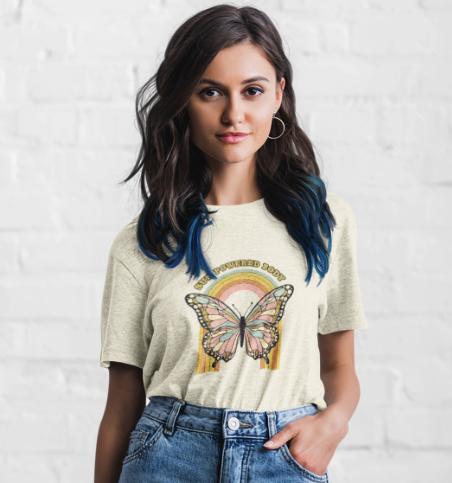 Butterfly Rainbow Women's T-Shirt - Vintage Graphic Tee for Nature Lovers