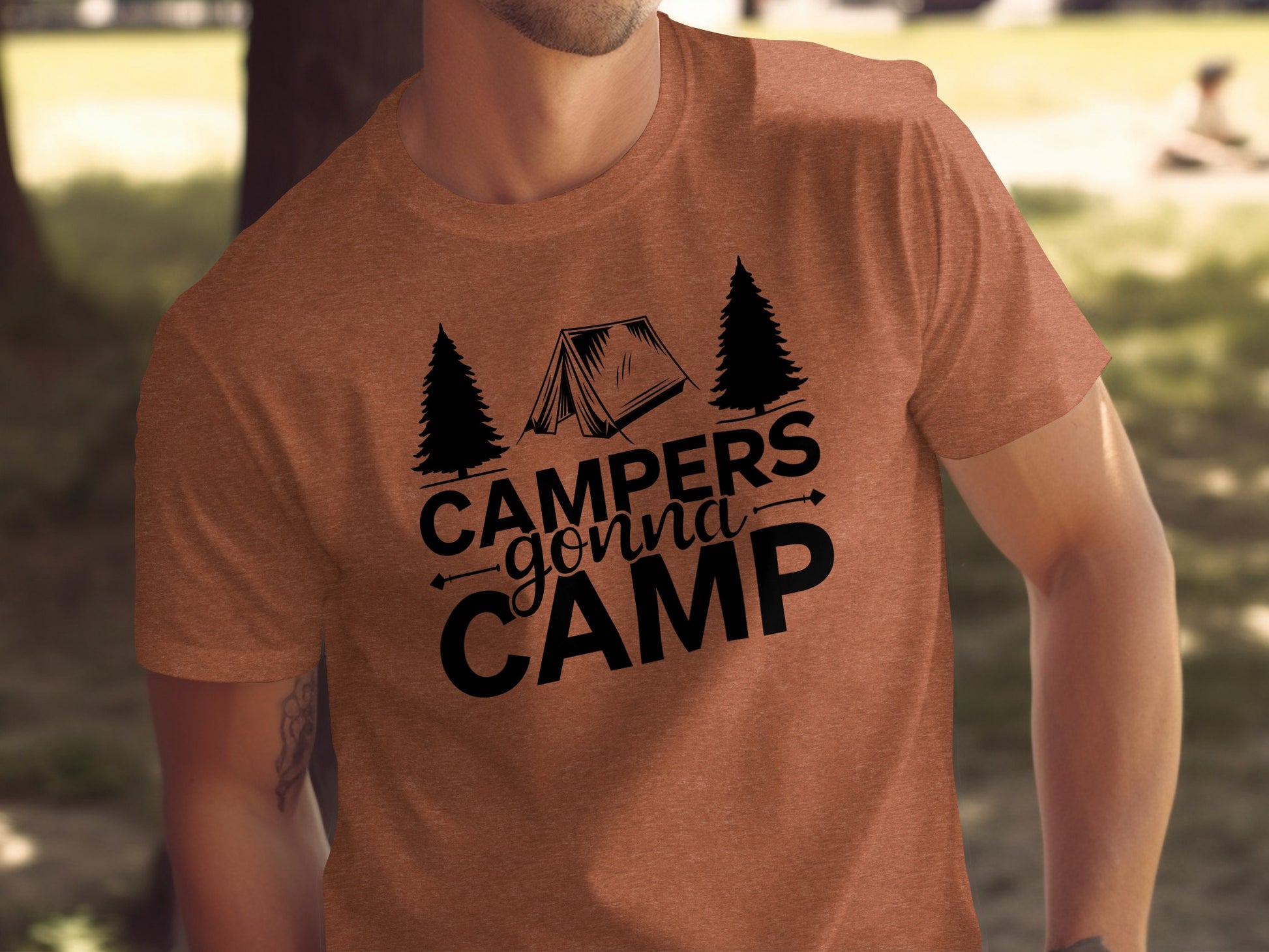 Campers Gonna Camp Tent and Trees Design Graphic T-Shirt T-Shirt - Outdoor & Adventure Collection - Mile Marker 16 Gear by Cloud 16 Clothing Co.