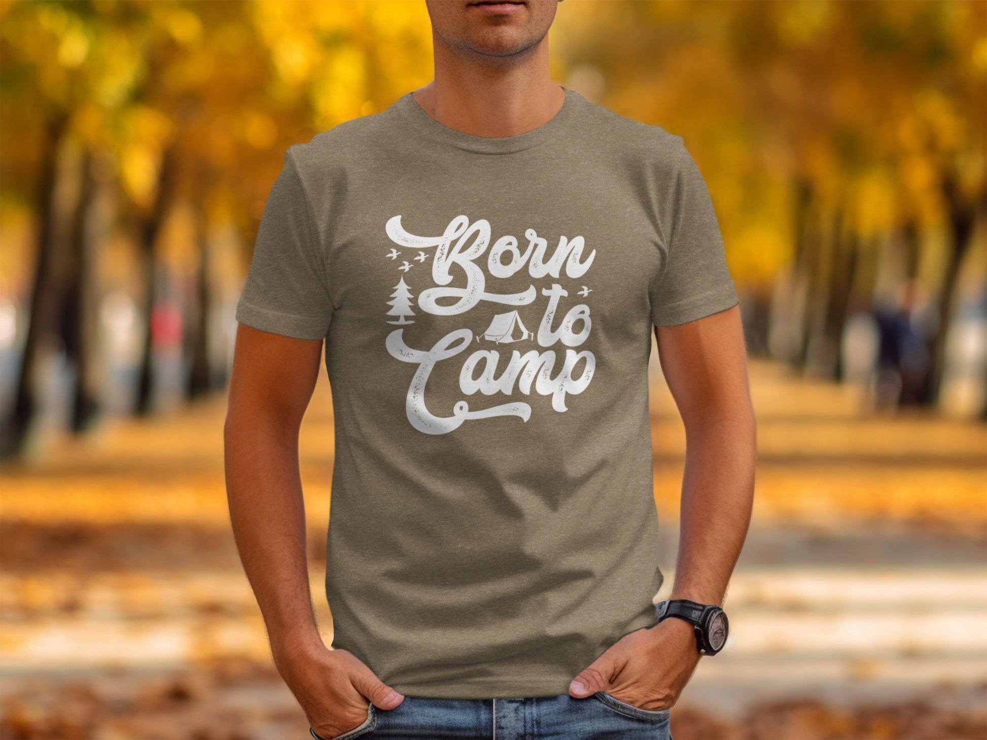 Born To Camp Vacation Hiking Nature Outdoors Fun T-Shirt T-Shirt - Outdoor & Adventure Collection - Mile Marker 16 Gear by Cloud 16 Clothing Co.