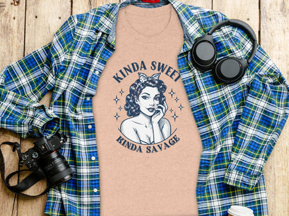 Kinda Sweet Kinda Savage Graphic Tee Women's Fashion