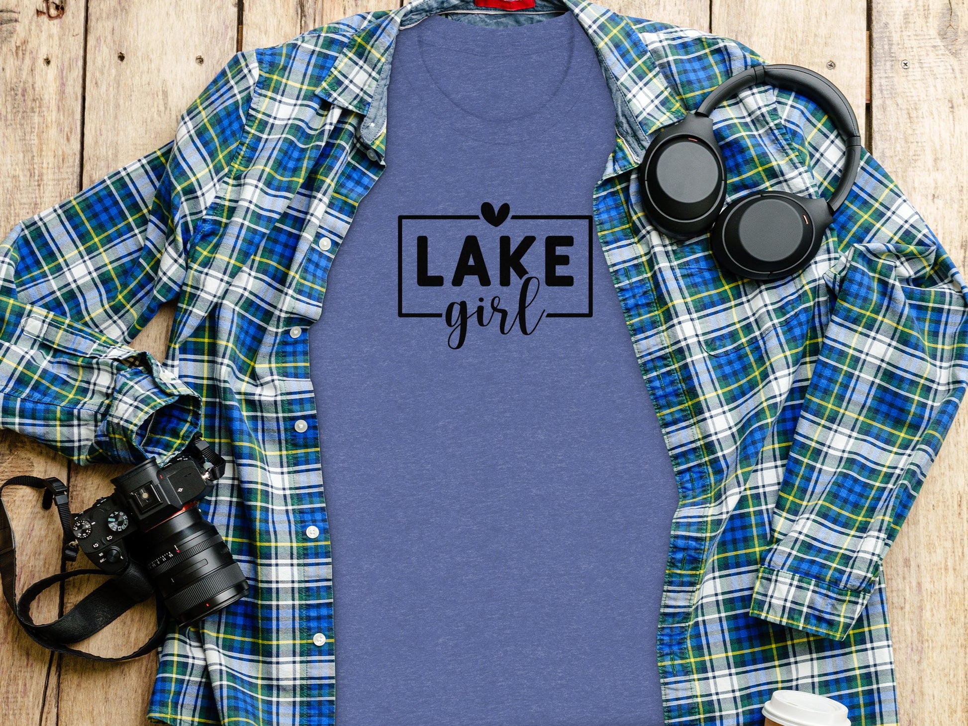 Lake Girl Simple Vector Design Heart Above Graphic T-Shirt T-Shirt - Outdoor & Adventure Collection - Mile Marker 16 Gear by Cloud 16 Clothing Co.