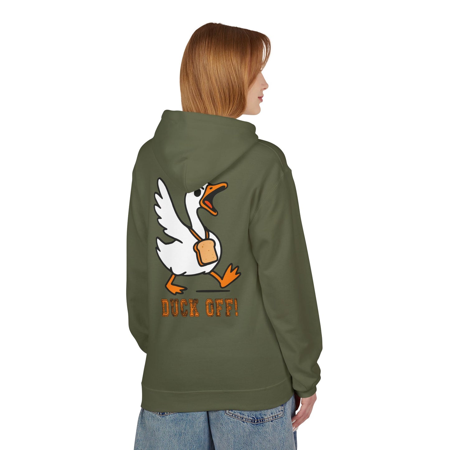 Duck Off Funny Hoodie - Unisex Fleece Pullover for Animal Lovers