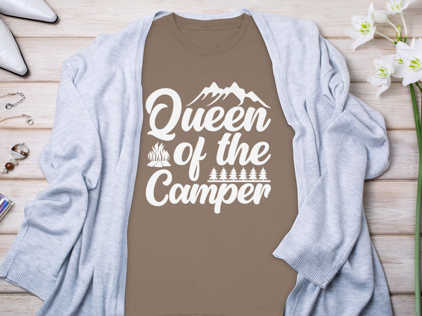 Queen of the Camper T-Shirt for Outdoor Enthusiasts