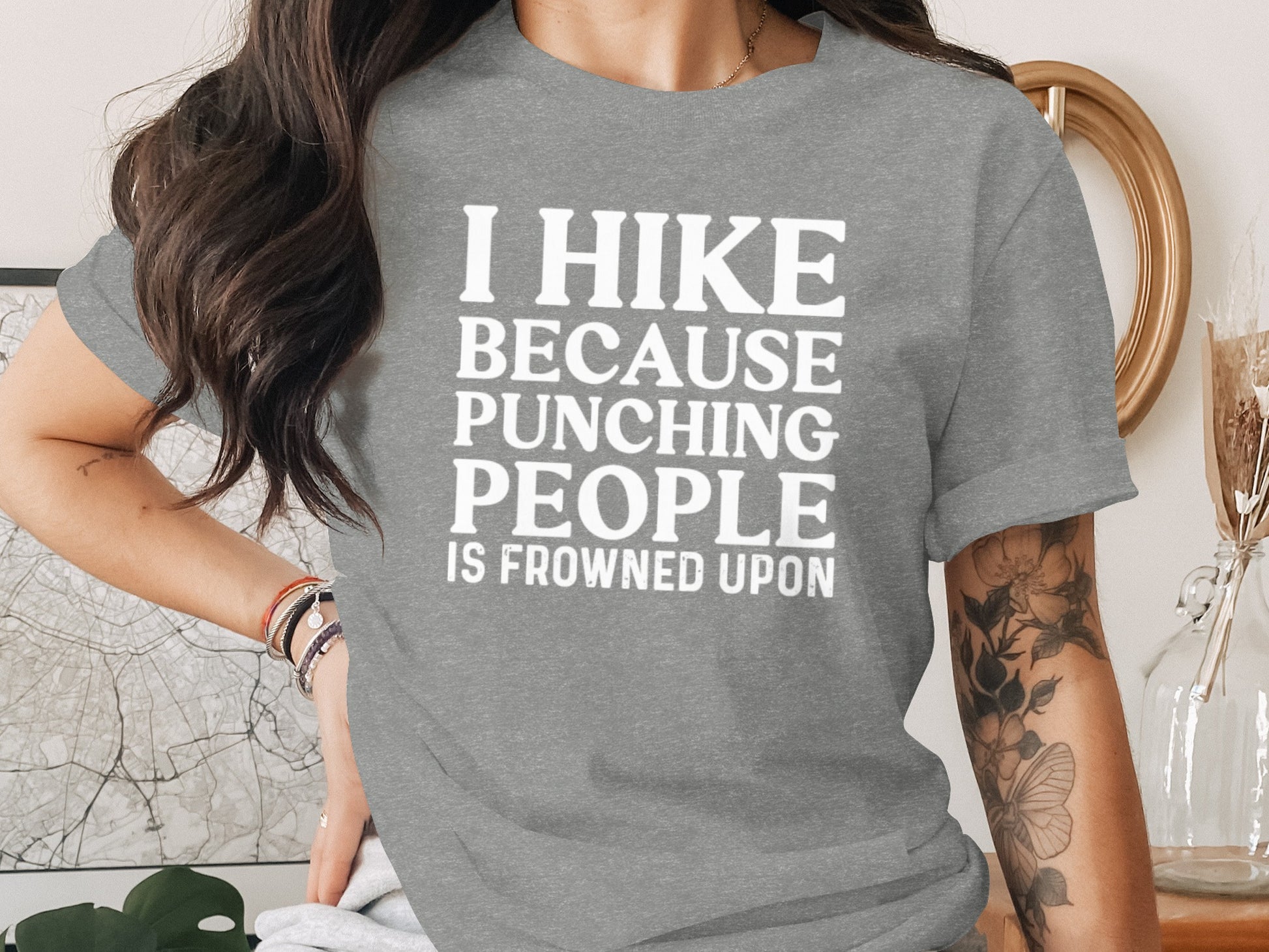 I Hike Because Punching People is Frowned Upon T-Shirt T-Shirt - Outdoor & Adventure Collection - Mile Marker 16 Gear by Cloud 16 Clothing Co.