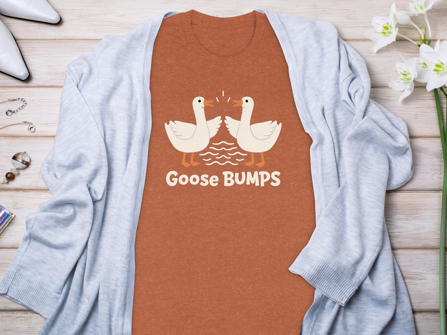 Goose Bumps Cute Goose Theme Graphic Tee Shirt