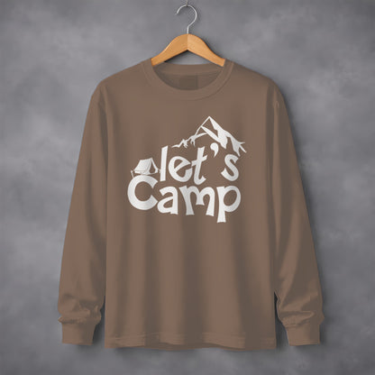Let's Camp Graphic Mountain Design Long Sleeve Shirt