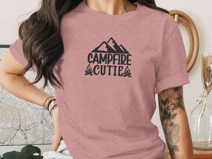 Campfire Cutie With Mountain Silhouette Graphic T-Shirt T-Shirt - Outdoor & Adventure Collection - Mile Marker 16 Gear by Cloud 16 Clothing Co.
