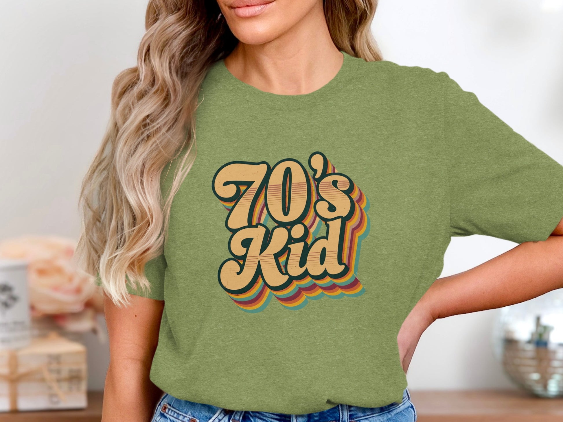 Retro 70's Kid Green Short Sleeve Women's Shirt