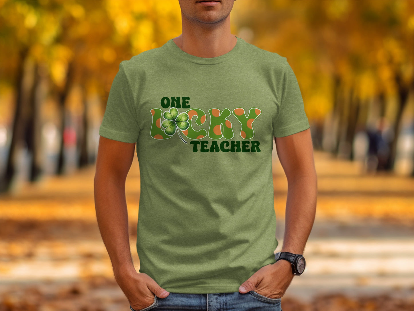 One Lucky Teacher Graphic Tee Shirt for Educators