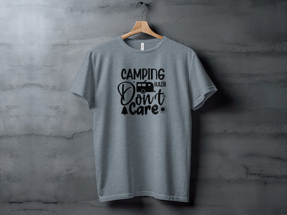 Camping Hair Dont Care Graphic Design Vacation T-Shirt T-Shirt - Outdoor & Adventure Collection - Mile Marker 16 Gear by Cloud 16 Clothing Co.