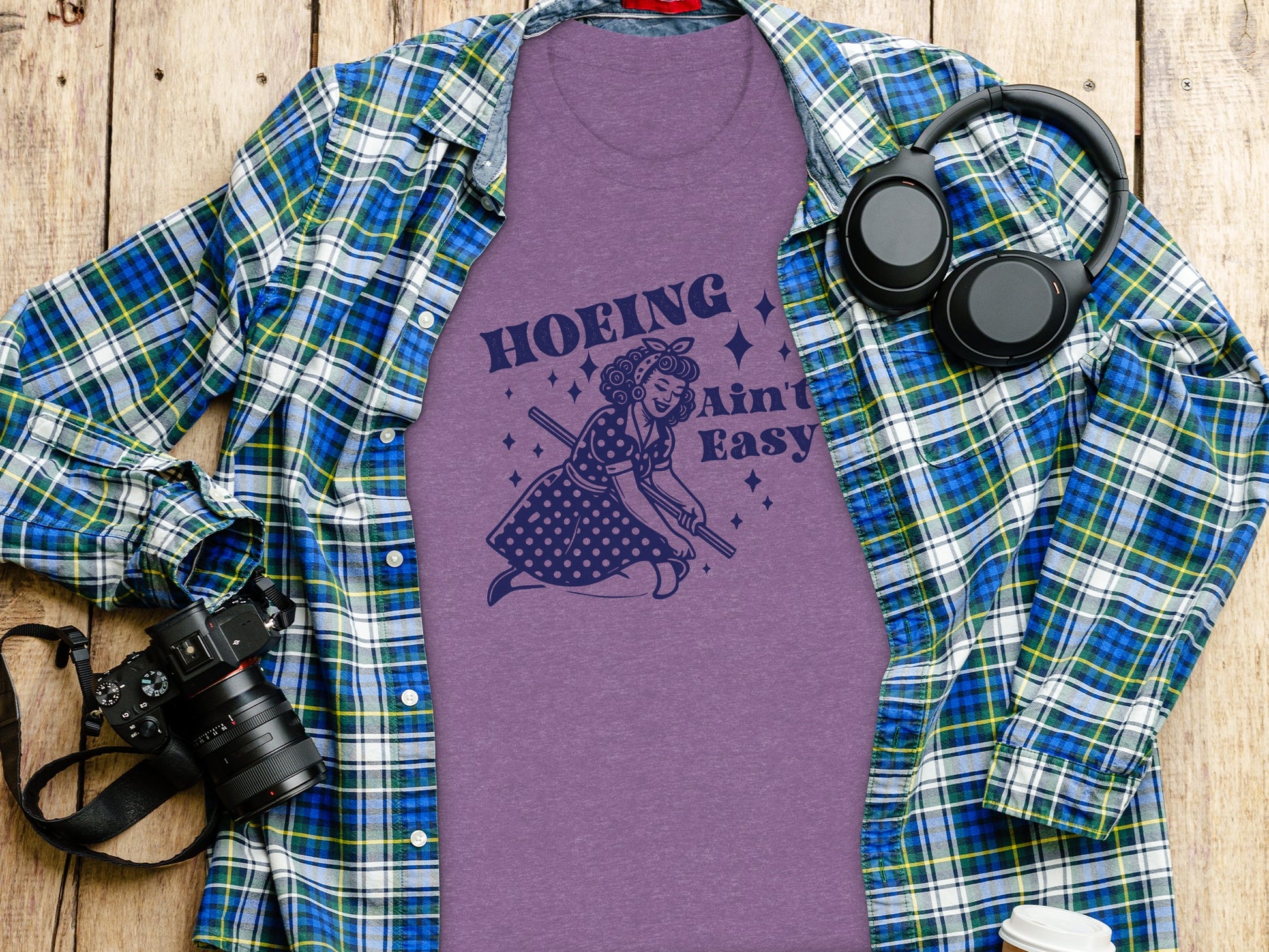 Hoeing Ain't Easy Custom Graphic Tee Shirt