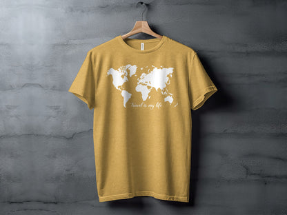 World Map Travel is My Life Graphic Design T-Shirt T-Shirt - Outdoor & Adventure Collection - Mile Marker 16 Gear by Cloud 16 Clothing Co.