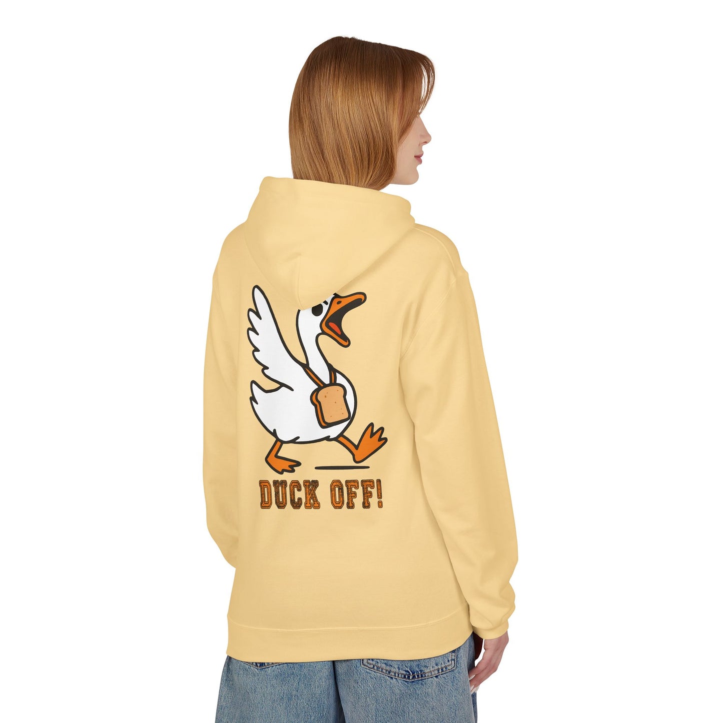 Duck Off Funny Hoodie - Unisex Fleece Pullover for Animal Lovers