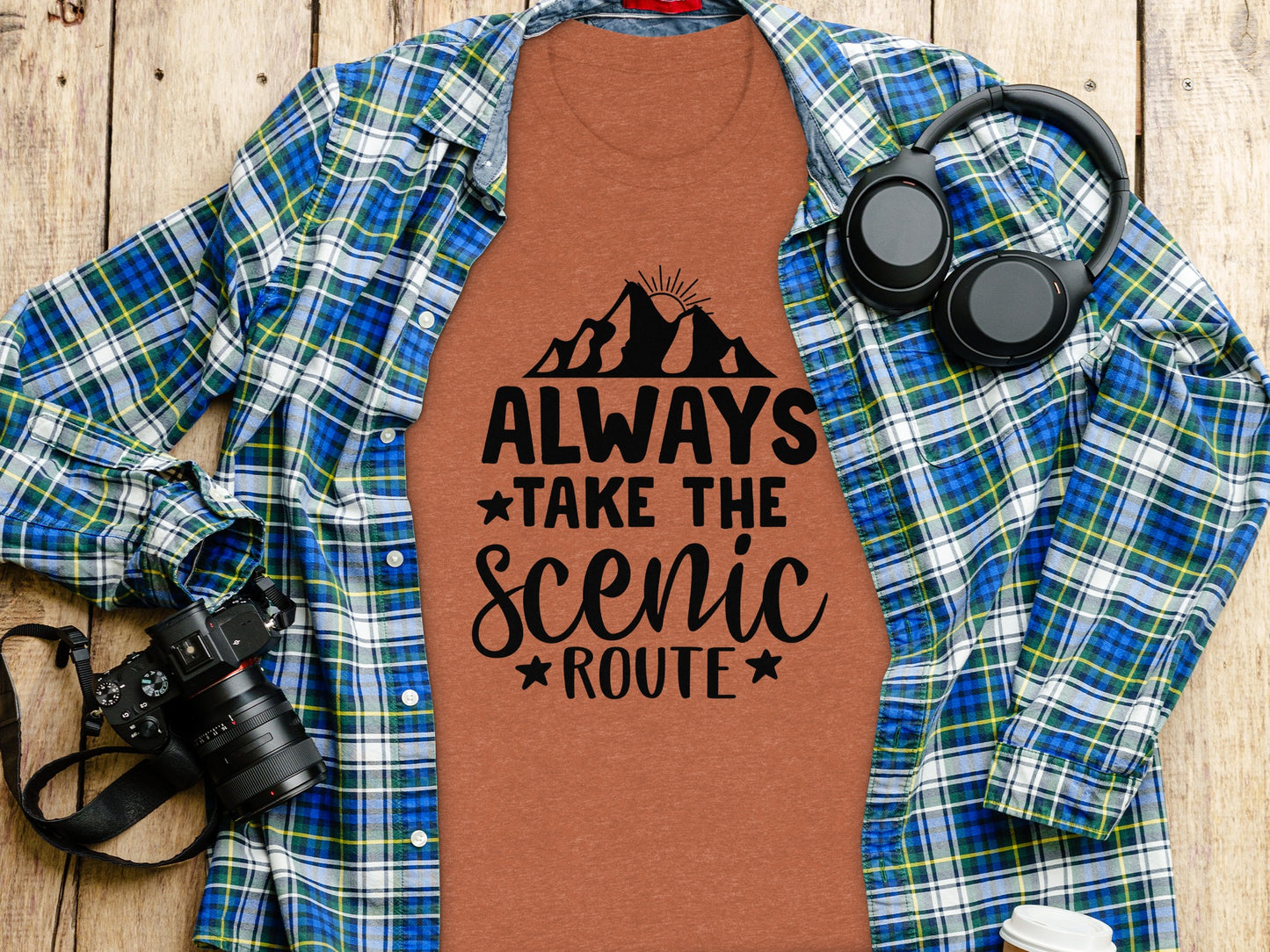 Always Take The Scenic Route With Mountains T-Shirt T-Shirt - Outdoor & Adventure Collection - Mile Marker 16 Gear by Cloud 16 Clothing Co.