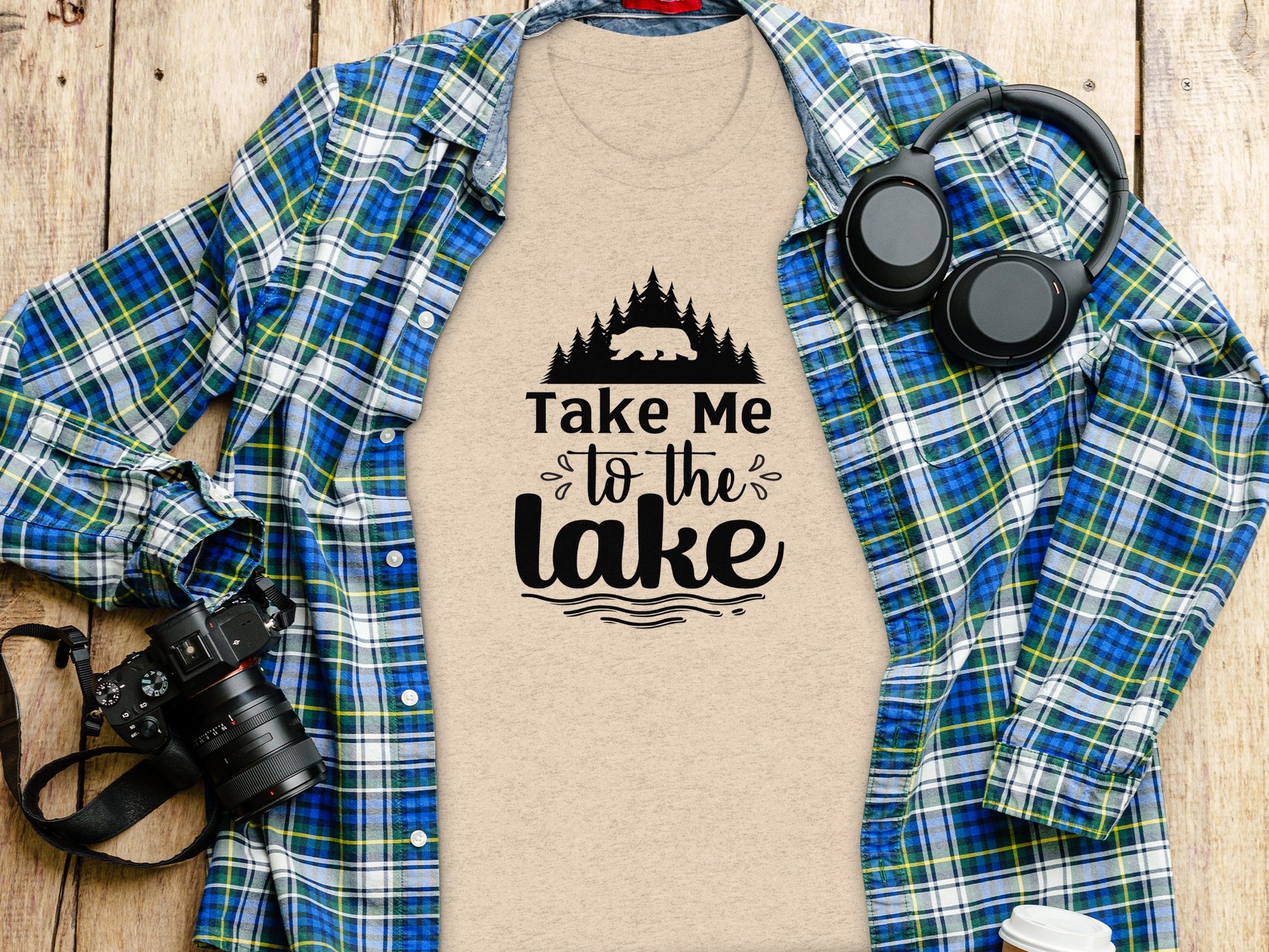 Take Me To the Lake Bear and Trees Design T-Shirt T-Shirt - Outdoor & Adventure Collection - Mile Marker 16 Gear by Cloud 16 Clothing Co.