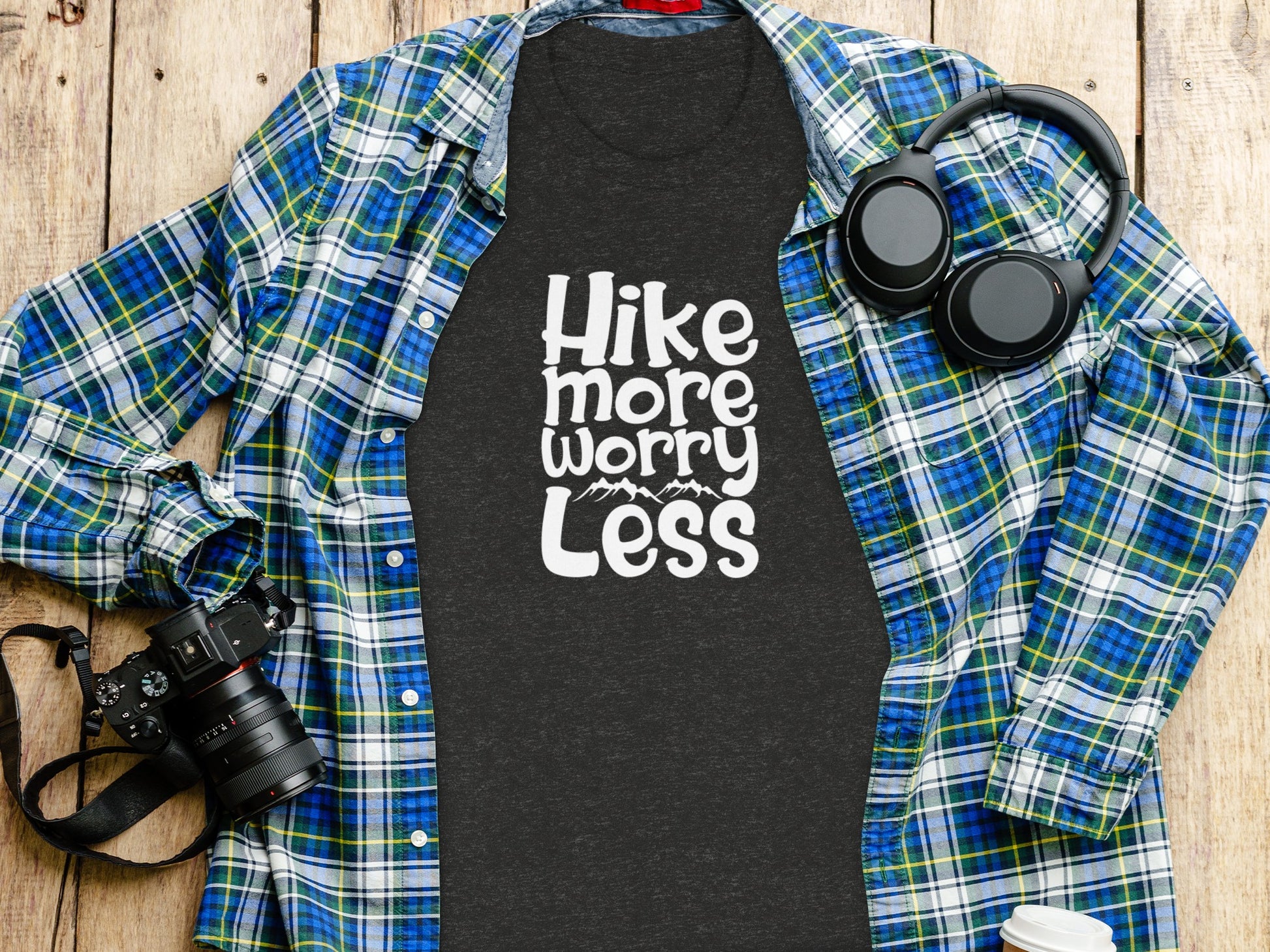 Hike More Worry Less Graphic Design Motivational T-Shirt T-Shirt - Outdoor & Adventure Collection - Mile Marker 16 Gear by Cloud 16 Clothing Co.