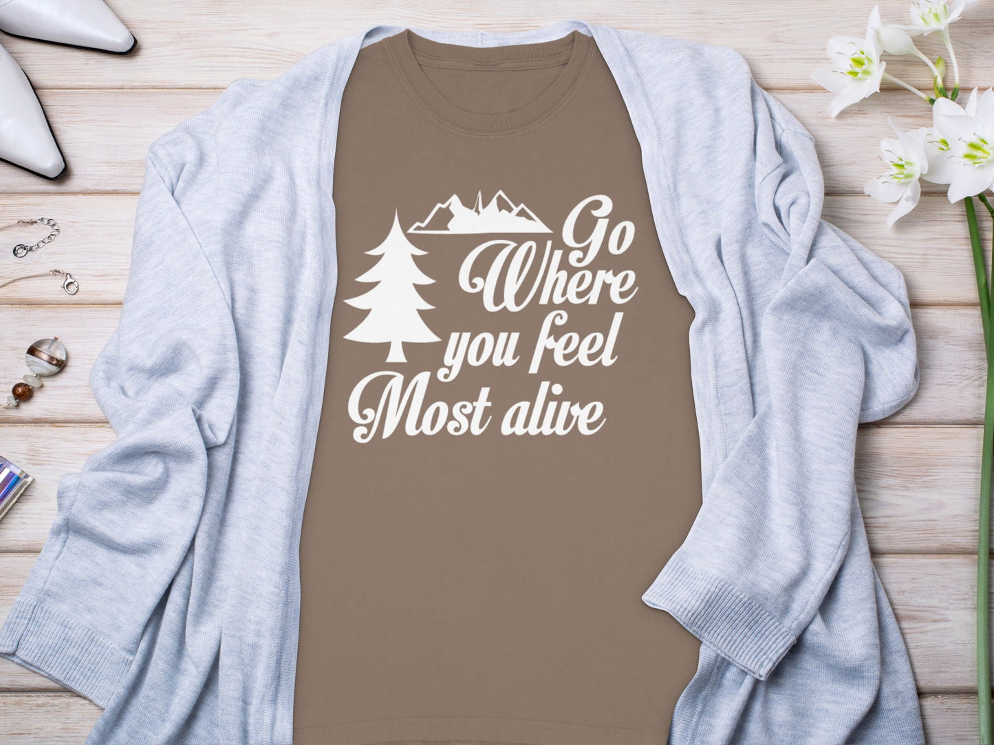 Go Where You Feel Most Alive Outdoors Graphic Long Sleeve T-Shirt Long Sleeve Tee - Outdoor & Adventure Collection - Mile Marker 16 Gear by Cloud 16 Clothing Co.