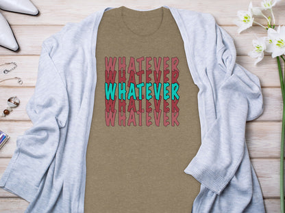 Whatever Graphic Tee with Repeated Pattern Design