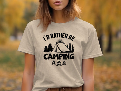 Id Rather Be Camping Tent Forest Fire Gift Idea T-Shirt T-Shirt - Outdoor & Adventure Collection - Mile Marker 16 Gear by Cloud 16 Clothing Co.