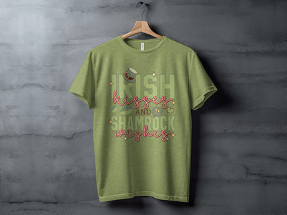 Irish Kisses and Shamrock Wishes Graphic T-shirt