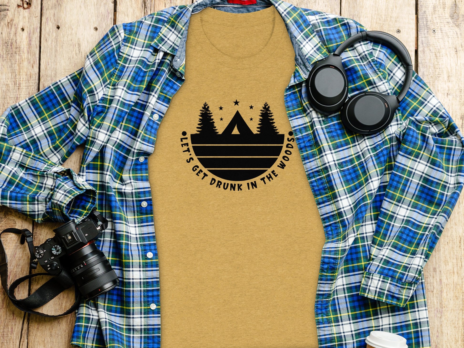 Let's Get Drunk In The Woods Camping Adventure T-Shirt T-Shirt - Outdoor & Adventure Collection - Mile Marker 16 Gear by Cloud 16 Clothing Co.