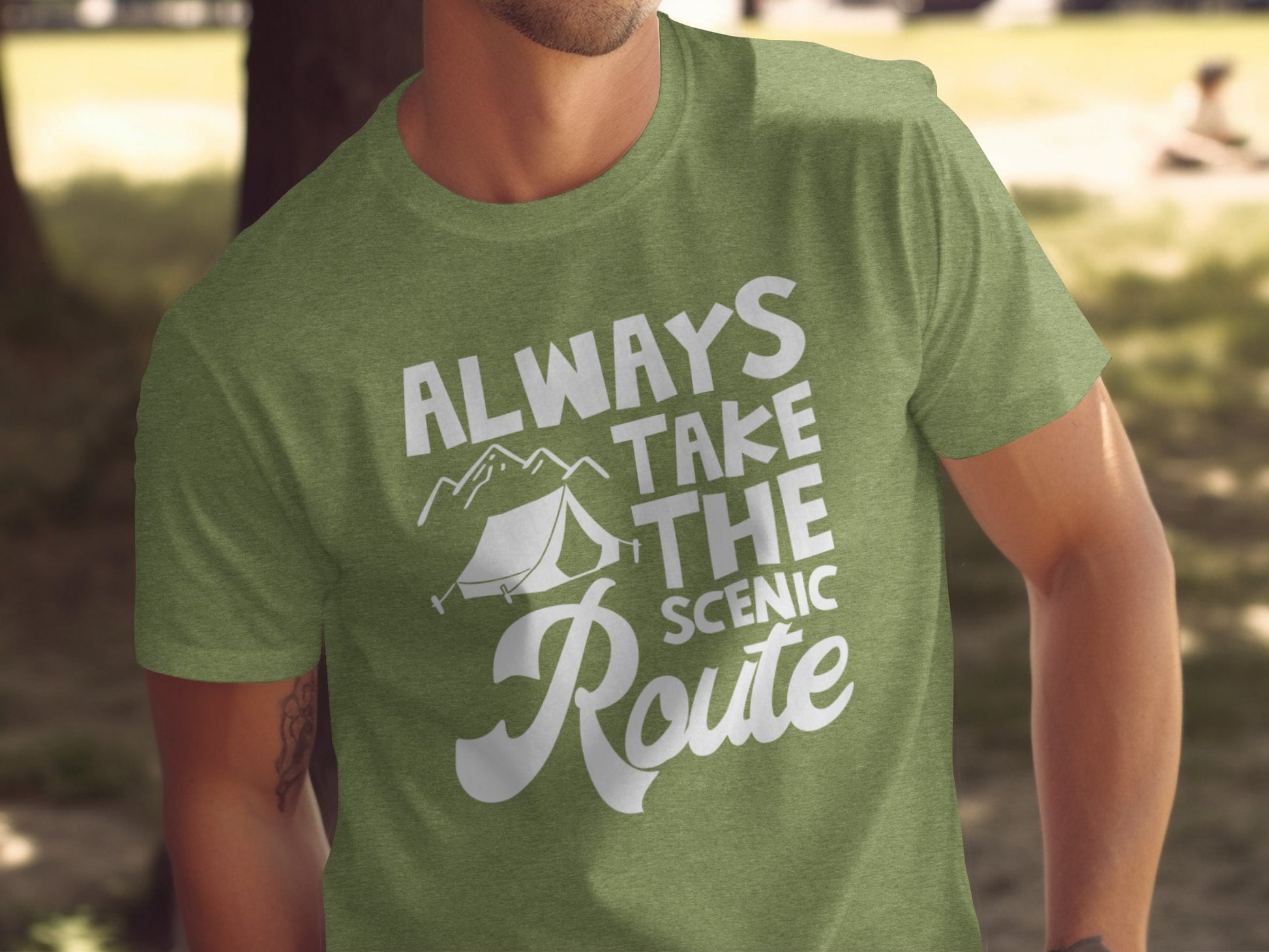 Always Take The Scenic Route Outdoors Camping Design T-Shirt T-Shirt - Outdoor & Adventure Collection - Mile Marker 16 Gear by Cloud 16 Clothing Co.