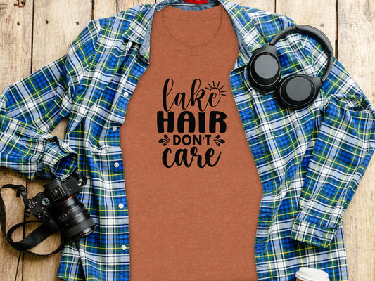 Lake Hair Don't Care Graphic Design Outdoor Summer T-Shirt T-Shirt - Outdoor & Adventure Collection - Mile Marker 16 Gear by Cloud 16 Clothing Co.