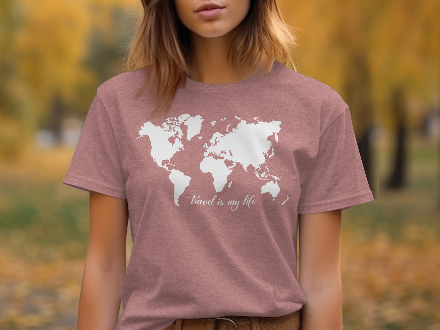 World Map Travel is My Life Graphic Design T-Shirt T-Shirt - Outdoor & Adventure Collection - Mile Marker 16 Gear by Cloud 16 Clothing Co.